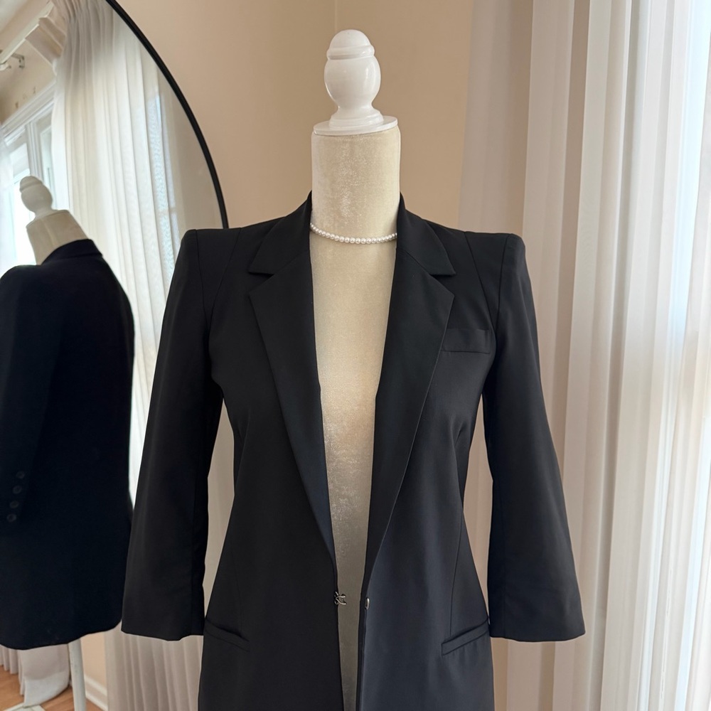 Elizabeth & James Black Longline Blazer Size 0 - Picture 2 of 9